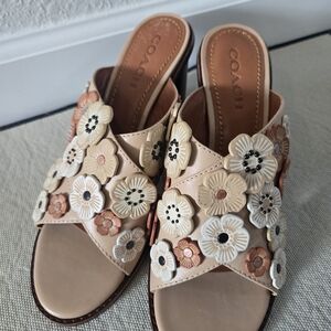 COACH Tea Rose Heeled Sandals